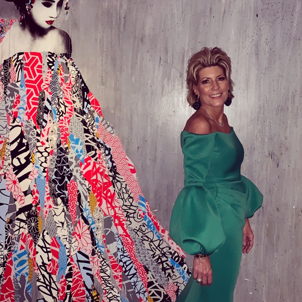 Statement Jovani Green Off-Shoulder Dress
